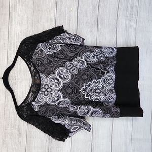 Susan Lawrence lace shoulder top